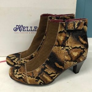 Helle Comfort Womens Labonita Boots Size EUR 38 Leopard Print Booties US 7.5 M‎